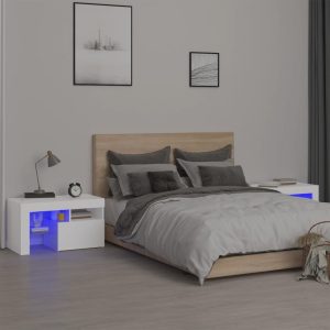 bedside tables, 2 pieces, with LED lights, 70x36 cm,