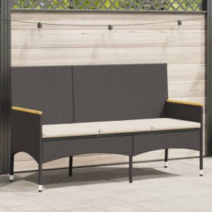 3-seater garden bench with cushions, poly rattan