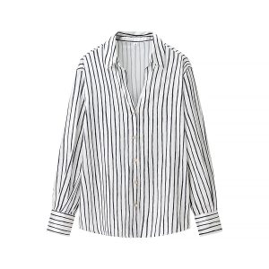 Women's Fashion Versatile Single Button Satin Texture Shirt