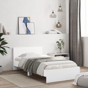 bed frame with headboard, wood-based material;   bed frame with