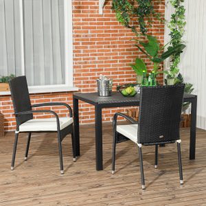 Stackable PE Outdoor Dining Chairs with Cushion