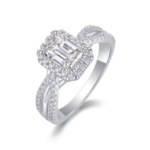 Daytime Dream - A Wedding Ring Set With Top-quality Moissanite S925 Silver And Platinum-plated Diamond. The Ring Can Be Inspected With A Diamond Pen