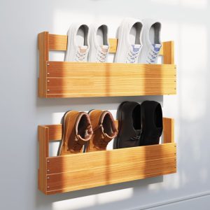 Wall-Mounted Shoe Racks, 2 Pieces, Wax Brown, 59x8.5x23.5 cm, Solid Wood