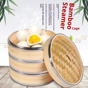 Steamed Bread Bamboo Stainless Steel Edging Bamboo Steamer