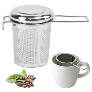 304 Stainless Steel With Lid Leak Detection Microporous Tea Strainer