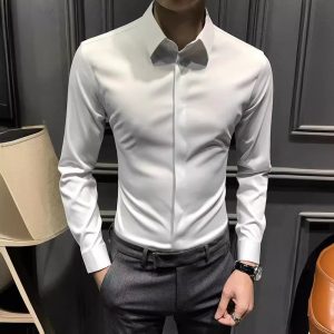 New Men's Fashion Shirt Long Sleeve Korean Version Business