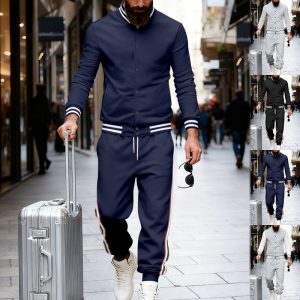 Striped Tapered Pants Two-piece Set American Casual Sportswear