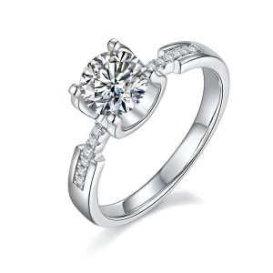 The Shield Of Light - A Wedding Ring Set With 1-carat Top-quality Moissanite S925 Silver And Platinum-plated Diamond. The Ring Can Be Inspected With A Diamond Pen
