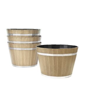Resin Whiskey Barrel Planter Garden Flower Plant Pot 11.81 X 11.81 X 8.27 In