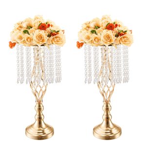 12PCS 49cm/19.3” Tall Crystal Wedding Flower Stand Vase For Party Decor