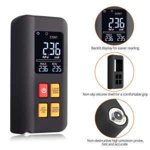 LCD Digital Thickness Gauge Car Coating Paint Film Depth Tester Fe NFe Probe