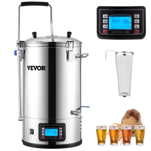 Electric Brewing System, 9.2 Gal/35 L Brewing Pot, All-in-One Home Beer Brewer W/Pump, Mash Boil Device W/Panel, Auto/Manual Mode 100-1800W Power 25-100℃ Temp 1-180 Min Timer Recipe Memory