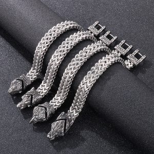 Retro Wolf Head Snake Head Reversible Chain Titanium Steel Men's Bracelet