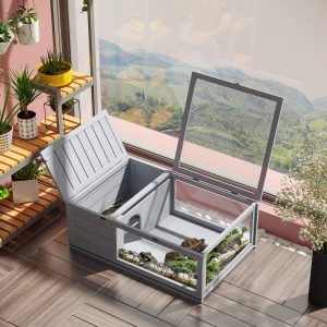 Reptile Cage with 3 Windows Slide-out Tray for Turtles