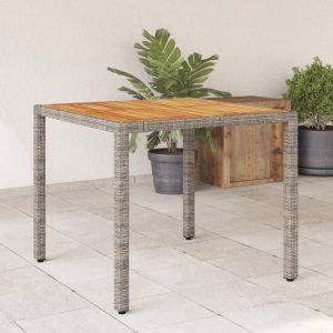 garden table with acacia wood top, 90x poly rattan
