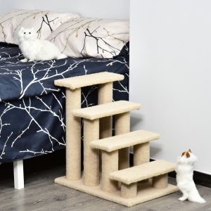 25" 4-Step Multi-Level Carpeted Cat Scratching Post Pet Stairs