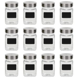 storage jars with stickers, 12 pieces, 300 ml