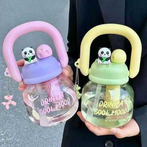 Carrying Pot Large Capacity Double Drinking With Straw Anti-Fall Cup