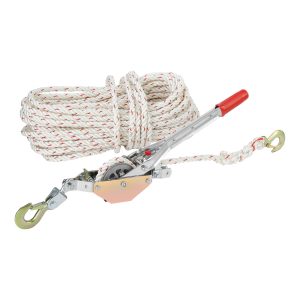 Rope Puller, 3/4 Ton (750 Kg) Pulling Capacity, With 30.48 M Of 1.52 Cm Dia. Rope, 2 Hook, Come Along Winch, Heavy Duty Ratchet Power Puller Tool For Moving Boats, Securing Items, Transporting Logs