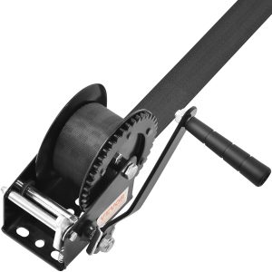Hand Winch, 544.3 Kg Pulling Capacity, Boat Trailer Winch Heavy Duty Rope Crank With 701 Cm Polyester Strap And Two-Way Ratchet, Manual Operated Hand Crank Winch For Trailer, Boat Or ATV Towing
