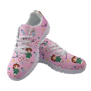 Cute Colorful Nurse Nurse Print Sports Casual Lightweight Lace-up Shoes