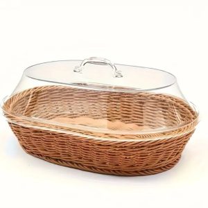 Reusable Fabric Basket With Transparent Lid - Versatile, Portable, Suitable For Camping, Kitchen, And Home Organization, Made Of Acrylic Material, Window View Design, Camping Essential ,Traditional S