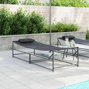 Sun Lounger Anthracite 200 x 74 x 73 cm Textilene and Steel