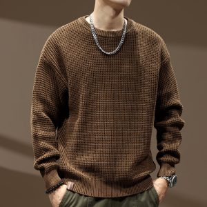 Thick Needle Retro Men's Loose Bottoming Round Neck Sweater