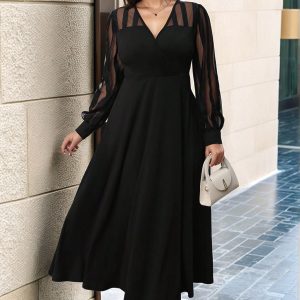 Women's Clothing V-neck Long-sleeve Dress