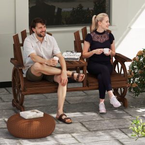2-Seat Garden Bench with Table