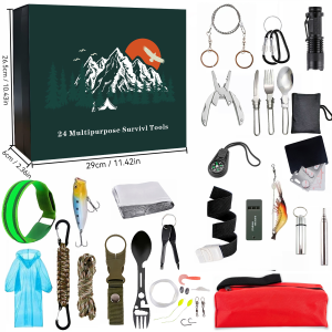 Men's Calendar Survival Kit 24-Day Christmas Countdown Emergency Survival Gear, Gift For Teens And Adults