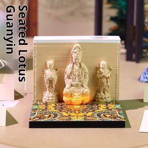 Guanyin Bodhisattva Sends Wealth Boy 3D Paper Carving Calendar