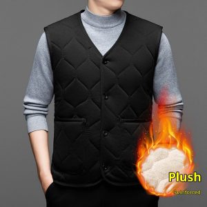 Middle-aged Men's Fleece-lined Thick Cotton Vest