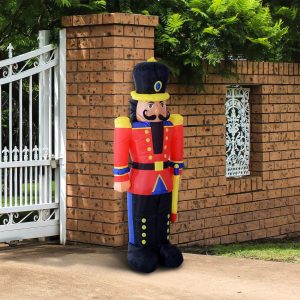 Christmas Inflatable Nutcracker Toy Soldier with Candy Cane