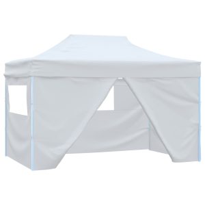 Foldable Party Tent with 4 Side Panels 3x4.5 m White