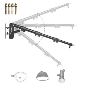 Ring Light Wall Mount Boom Arm, 39.37 In/100 Cm, Triangle Boom Arm Support 180° Rotation, Heavy Duty Wall Stand Tirpod Support, For Studio Video Light, Monolight, Photography, Softbox, Reflector