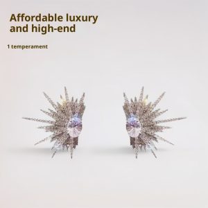 Full Diamond Eight-pointed Stars Ear Studs