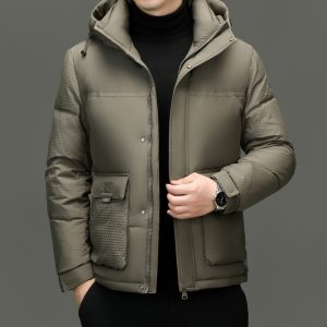 Winter White Duck Down Short Casual Hooded Jacket