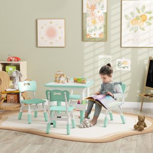 Height Adjustable 5pc Toddler Table and Chair Set with Storage Box