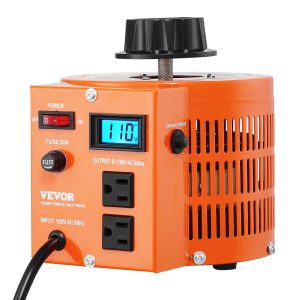 2000VA Auto Variable Voltage Transformer, 15.3 Amp, 110V Input 0-130V Output AC Voltage Regulator, With LCD Display 4 Extra Fuses Thermal Control Switch For Home Industrial Office