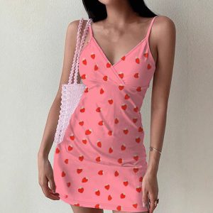 Women's Strawberry Print Strapless Dress