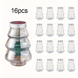 Christmas Tree-shaped Jar Set Of 16, 16.91oz, PET Jars With Metal Lids, Comes With A Thank You Card, Suitable For Holiday Gifts And Decorations, Christmas Ornaments, Multi-piece Party Gift Set, Party