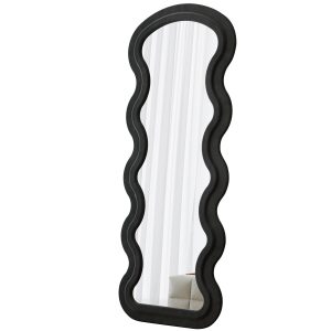 Flannel Full Length Wave  Floor Mirror  For Bedroom Living Room Hanging Or Against The Wall Black