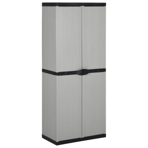 Garden Storage Cabinet with 3 Shelves Grey & Black 68x40x168 cm