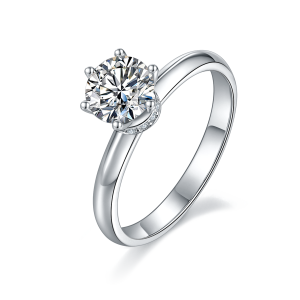 Minimalist Starlight - Set With 1-carat Top-quality Moissanite S925 Silver And Platinum-plated Diamond Wedding Ring. The Ring Can Be Inspected With A Diamond Pen