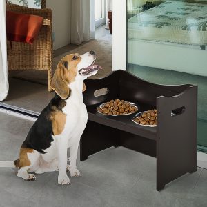 Raised Pet Food Elevated Feeder with 2 Stainless Bowls