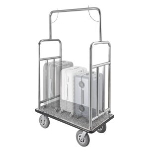 Hotel Luggage Cart 1200 LBS Brushed Stainless Steel Finish Bellman's Cart