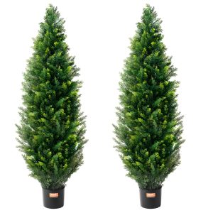 2 Pack 121.9 Cm Artificial Cedar Topiary Tree Faux Plant UV Decor In/Outdoor