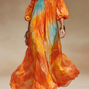 Bohemian Off-Shoulder Tie-Dye Maxi Dress