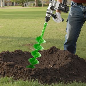 Planting Spiral Drill Bit, 3.94 In X 31.1 In Auger Drill, Compatible With 0.78 In Inner Diameter Electric Drill, Heavy-Duty Bulb Planting Tool, Garden Excavator Post Drilling Attachment